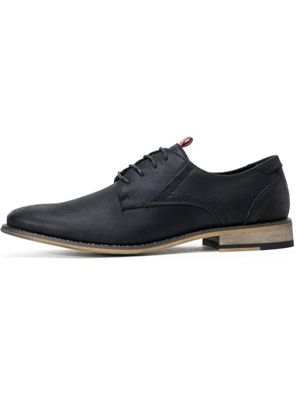 Men's Black Leather Classic Plain Toe Lace Up Business Oxford Dress Shoes